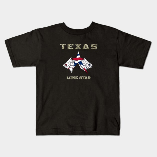 Texas Lone Star State, Texas Star Fish Kids T-Shirt by The Witness